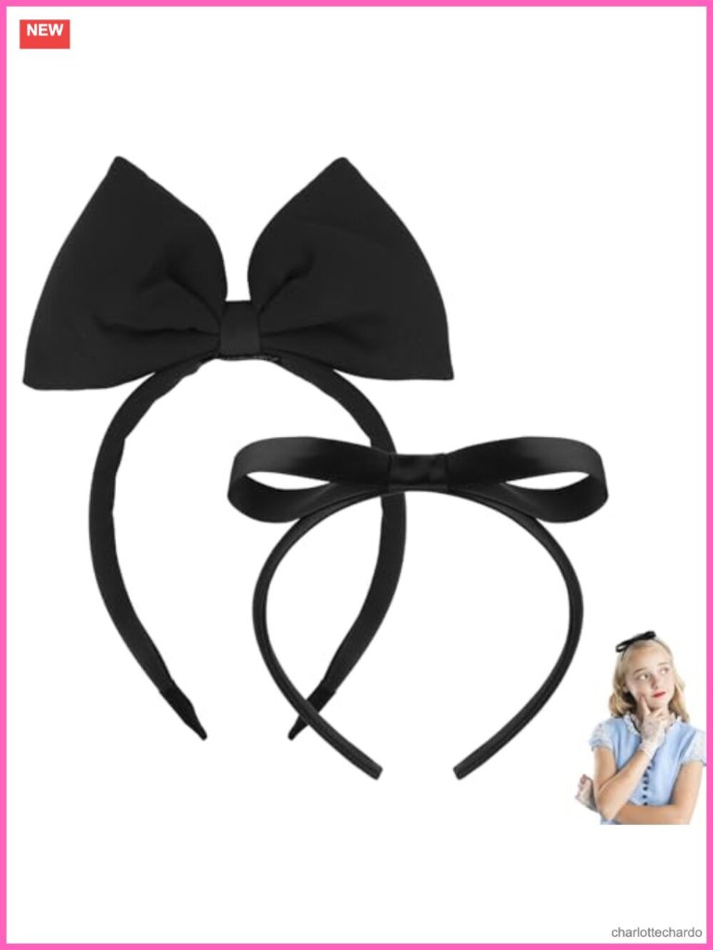 2 Pcs Bow Headband Satin Hair Accessories for Cosplay Party Costume